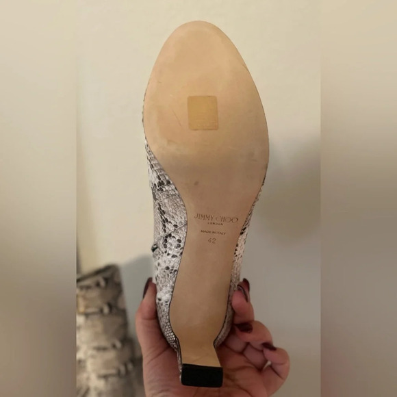 JIMMY CHOO Snake Leather Stone Color Midcalf Boots. Size 42. - Picture 12 of 17